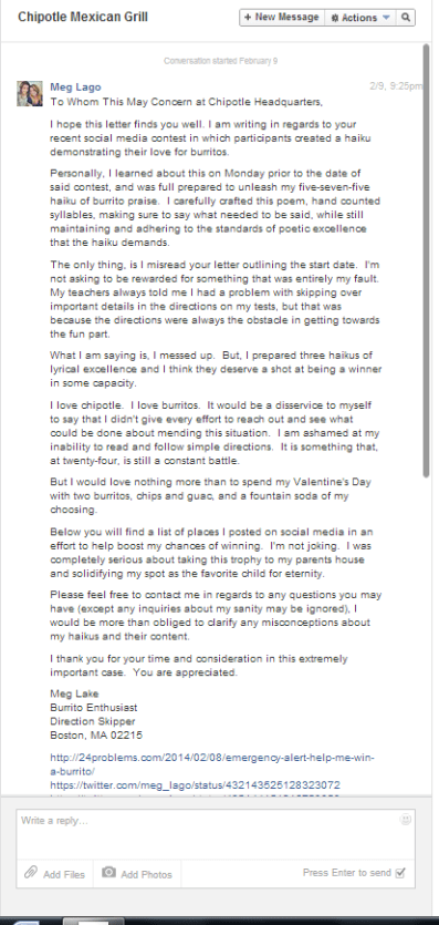 The letter of good intentions.